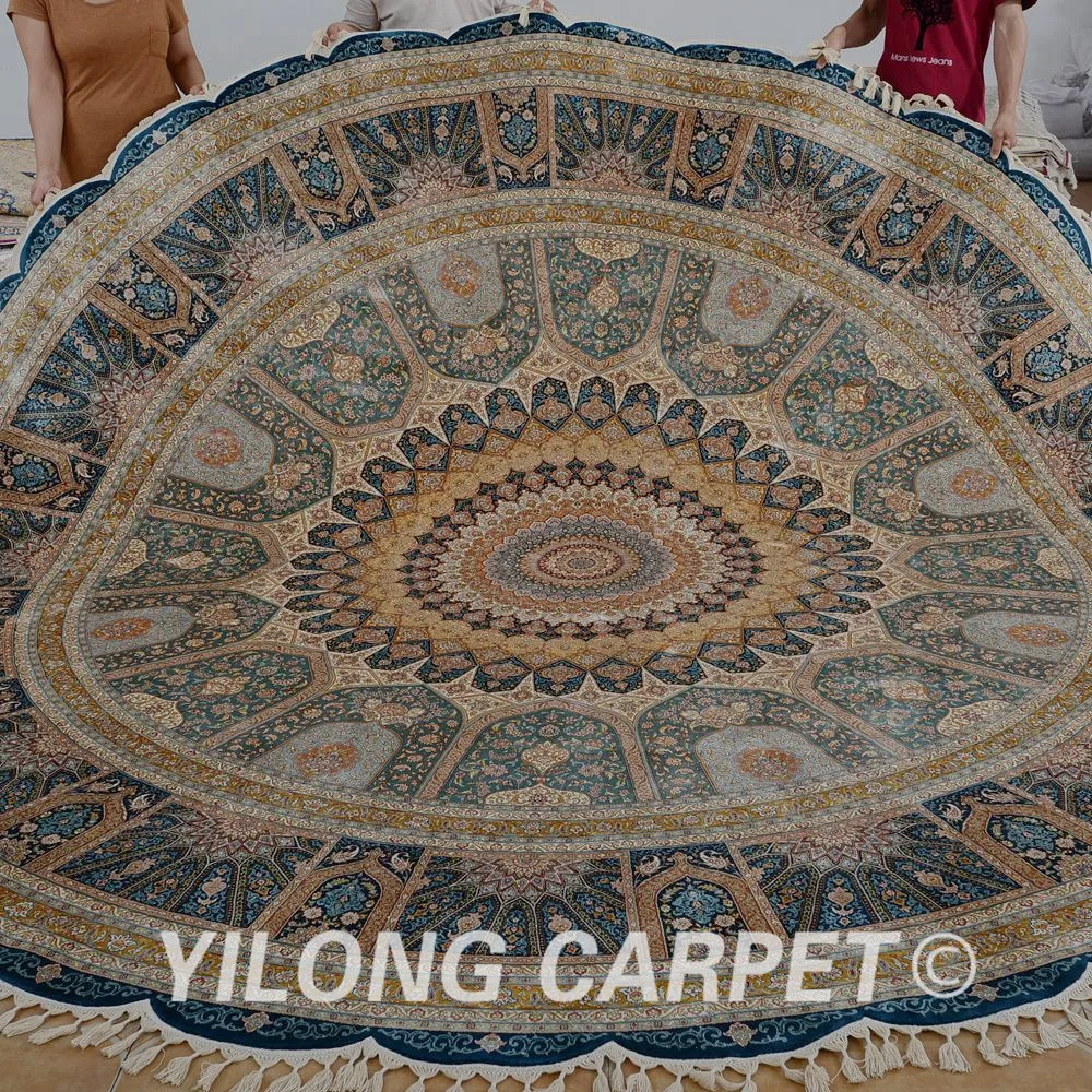 Yilong 11.2'x11.2' Persian round carpet exquisite hand knotted round