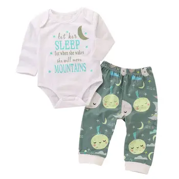 

Newborn Baby Autumn Winter Romper Infant Cute Two Sets Stars Moon Pattern + Robes Trousers Outfits Clothing 0-18M