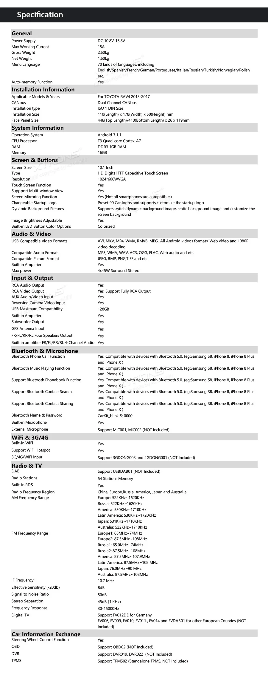 Best 10.1" Android 7.1 Car Stereo Radio Player RCA GPS Canbus DAB+ OBD WIFI NO DVD For Toyota RAV4 2013 2014 2015 2016 2017 26