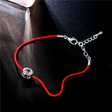 FYM 9 Colors Red Rope Bracelet Round 6mm Cubic Zircon Charm Friendship Bracelets Bangles for Women