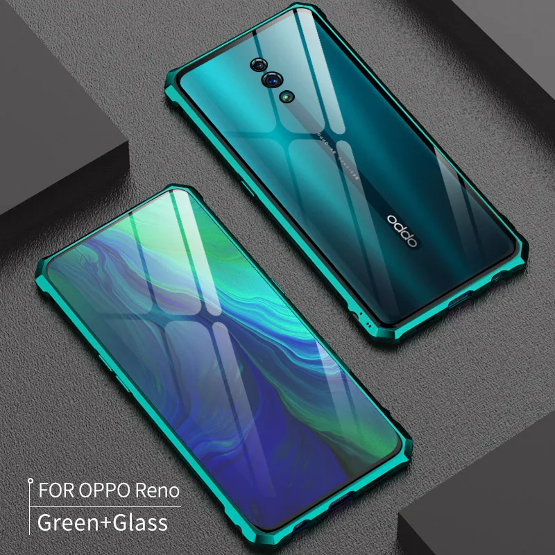 For OPPO Reno Case OPPOReno Bumper Metal Aluminum Frame Cover with