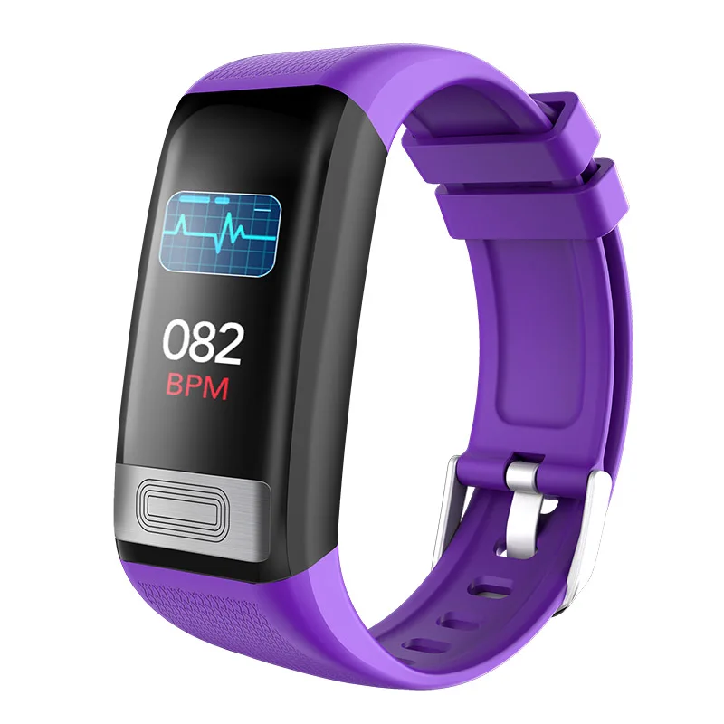 Умный Браслет ECG PPG смарт-браслет кровяное давление часы монитор сна Спорт SmartBand фитнес-трекер здоровье браслет - Цвет: Purple