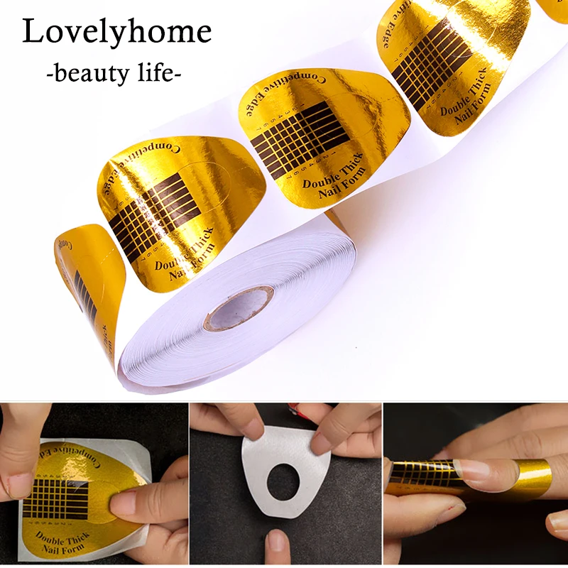 

Lovelyhome 100pcs Nail Form Fish Shape Nail Art French Acrylic UV Gel Tips Extension Builder Form Guide Stencil Manicure Tool