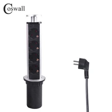 COSWALL 16A PULL POP UP 4 Разъем питания кухонные настольные розетки Выдвижная столешница Европейская розетка с защитным замком от детей