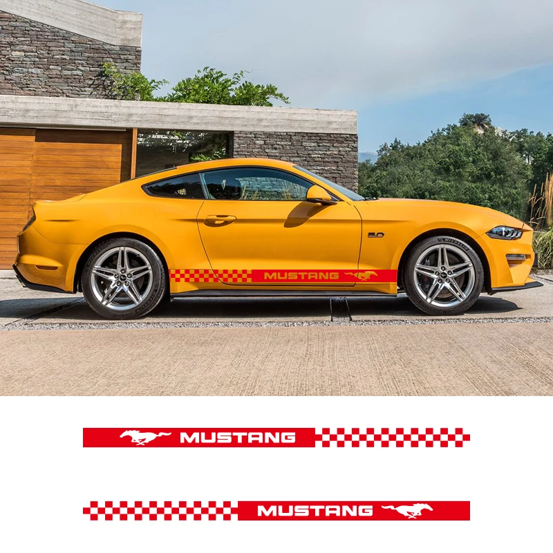  2 PCS Vinyl Side Sticker Decals Stripes Wraps Body Stickers Car Styling For Ford Mustang