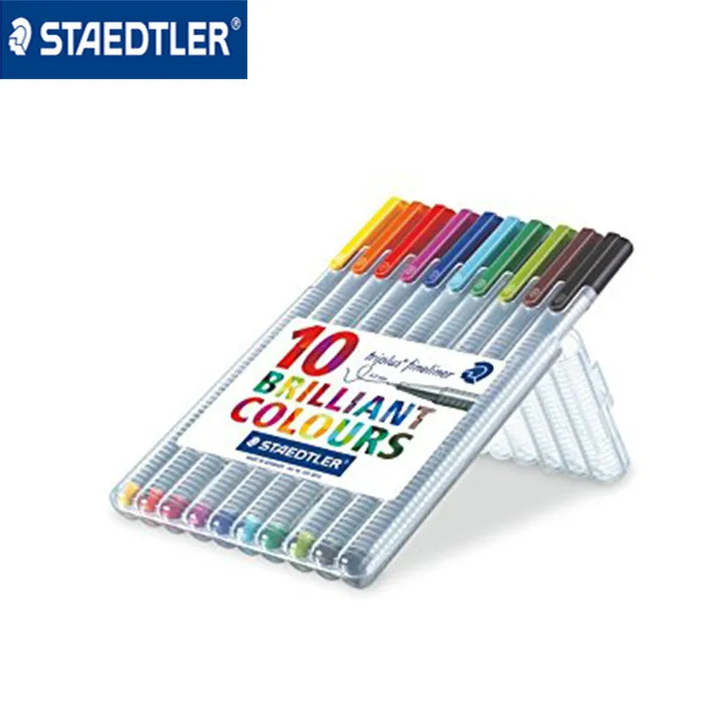 Аутентичные Германия STAEDTLER 10 видов цветов волокно ручка крюк линия рейсфедером 0,3 мм fineliner маркером специальные канцелярия; школьные принадлежности