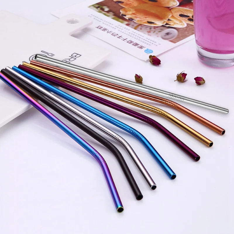 

Drinking Straws Metal Straw Stainless Stee Straw Reusable Bent Tube Party Tableware Products 1 Piece