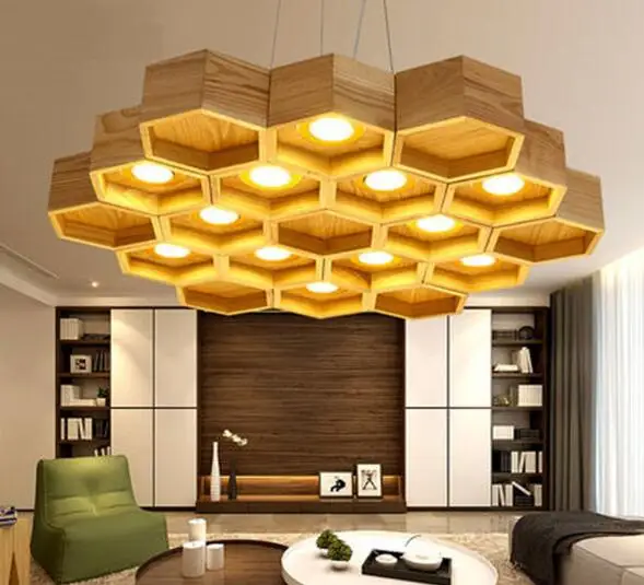Wood-Honeycomb-LED-Modern-Pendant-Lamp-Indoor-Dining-Room-Foyer-Home-Adornment-Pendant-Light-110-240V