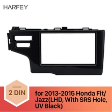 Harfey 2Din Car Stereo Fascia Cover Frame Trim for Honda Fit Jazz LHD 2013 with SRS Hole Dash Bezel Dash Mount kit