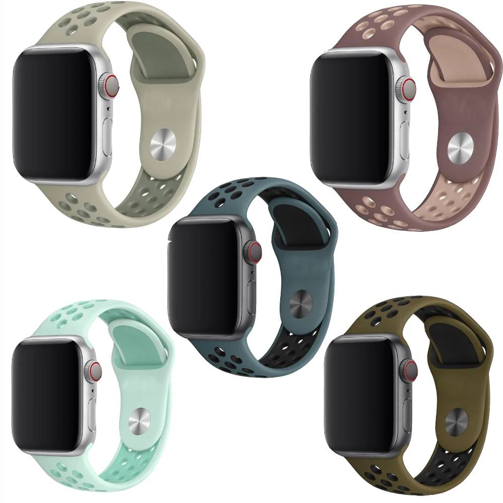 

NEW SELL Sport Silicone Watchband Breathable hole Replacement Strap for Apple watch series 1 2 3 4Strap 40/44MM 38/42MM Bracelet