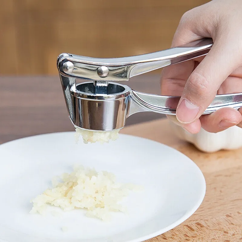 

New Round Stainless Steel Kitchen Squeeze Tool Alloy Crusher Garlic Presses Fruit & amp ; Vegetable Cooking Tools Accessories