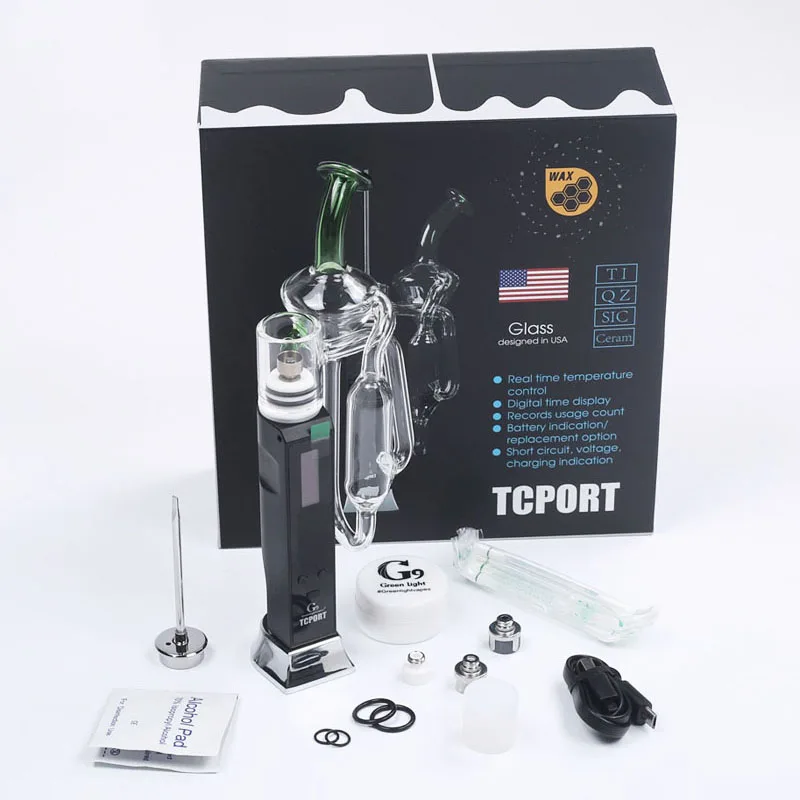 G9 Greenlightvapes TC порт портативный воск испаритель Dab Rig Стекло курительные трубы масляная горелка воск Vape ручка со стеклянным фильтром Bubbler