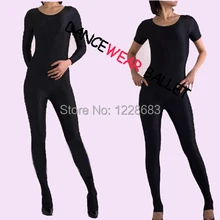 Черный женский спортивный костюм для взрослых и девушек из лайкры и спандекса с длинным и коротким рукавом, гимнастический купальник