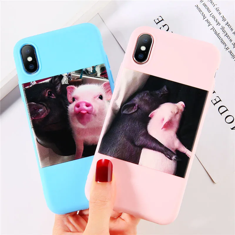 Moskado Cartoon Animal Phone Case For iPhone XR XS Max X 8 7 6 6S Plus 5 5S SE XS Cute Pig Giraffe Soft TPU Silicone Back Cover