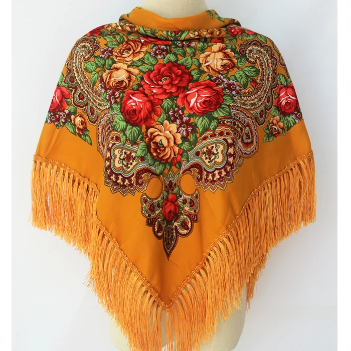 Роскошный бренд, русская мода, женский классический шарф с кисточками, цветочный принт, шаль, подарок, хлопок, для девушек, теплая, квадратная обёрточная бумага, солнцезащитный козырек, шарфы
