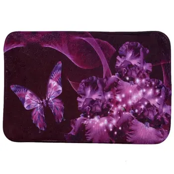 

Practical Boutique 1PC New Purple Butterfly Home Bedroom Front Door Anti-Skid Mats Carpet (Purple)