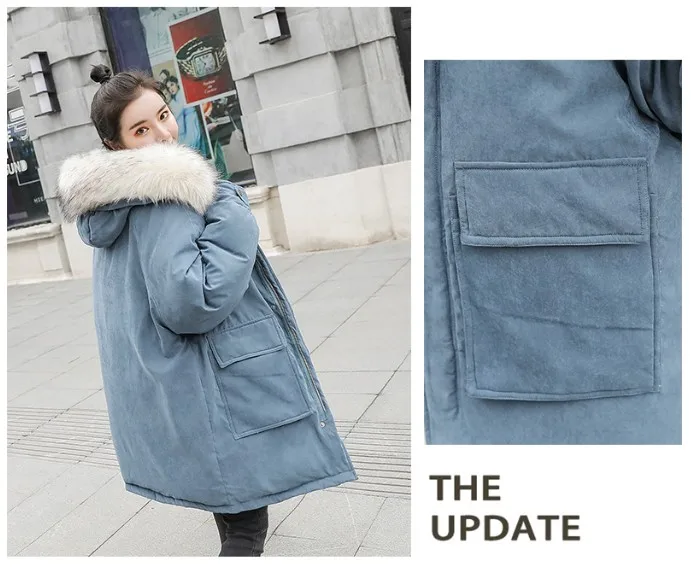 Fashion Thicken Women's Winter Long Coat With Fur Hooded Big Pockets Women Overcoat Oversize Warm Womens Parkas YT50147