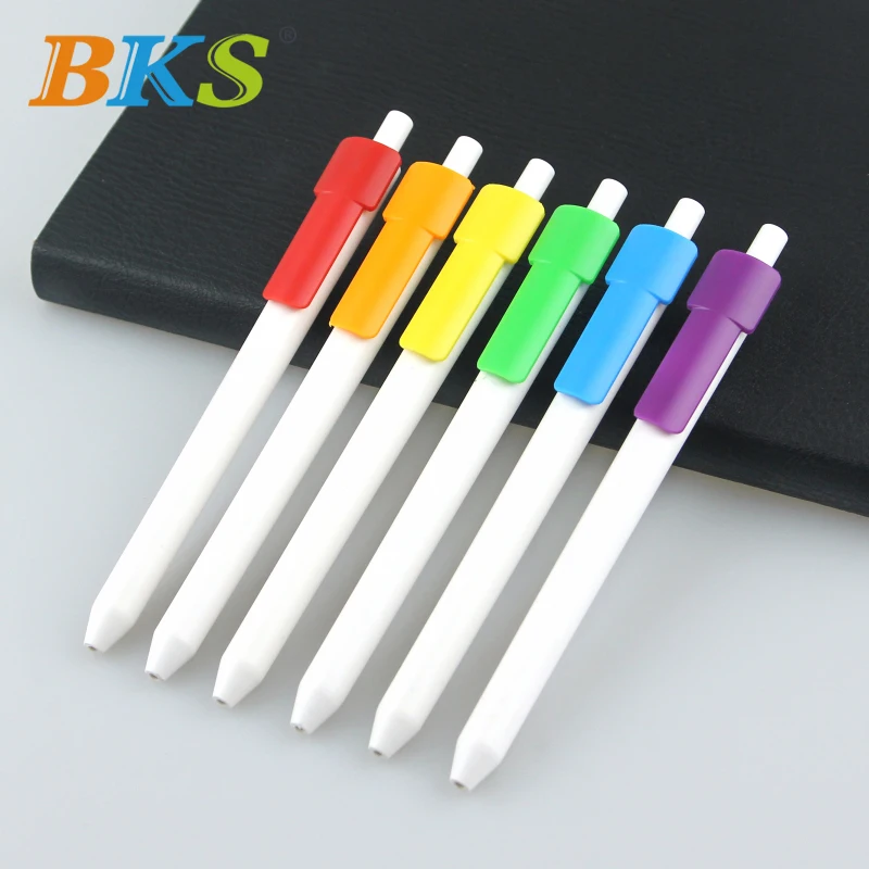 

Free shipping 5Pcs/lot Promotional Custom Logo two-dimension code Plastic White Barrel click Ball Pens for gift