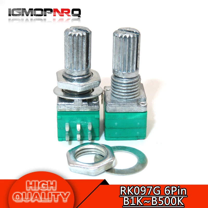 5pcs 6PIN RK097G B5K B10K B20K B50K B100K duplex potentiometer audio