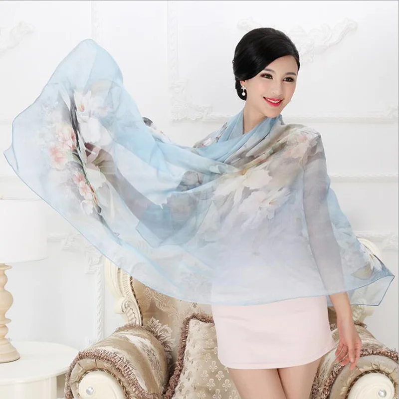 NEW Luxury Brand Scarf Silk Scarf Natural Real Silk hijab Women Long scarves Shawl Wrap Female Bufanda de mujer