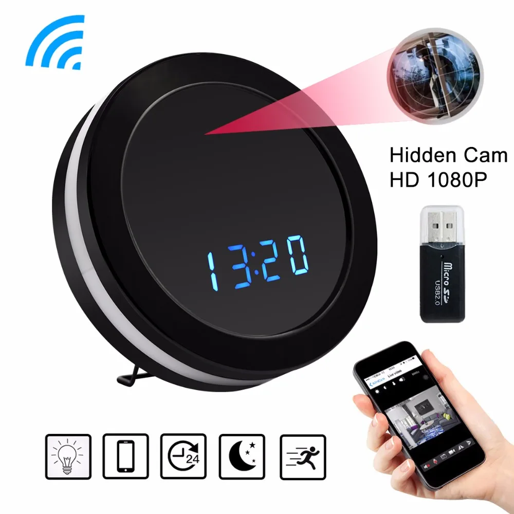 

Table Clock Mini Camera Night Vision Electronic Clock Wireless WIFI Camera IP P2P CCTV TV Baby Monitor Home Security Monitoring