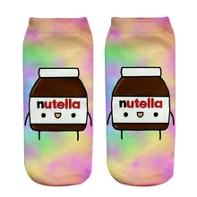 Nutella, радужные цветные принты, повседневный стиль, тип принта, 3D носки для мужчин и женщин, женские короткие носки