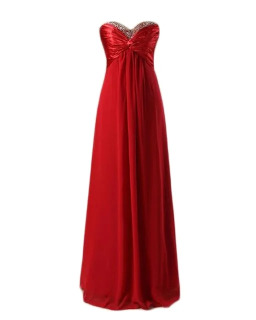 ANGELSBRIDEP милое, длинное, шифоновое платье подружки невесты, недорогое, элегантное,, полная длина, Vestido Madrinha, высокая талия, женские наряды - Цвет: Red