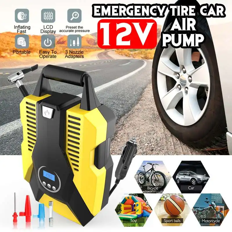 Digital Tire Inflator DC 12 Volt Portable Car Tire Air Compressor Auto Air Pump 260 PSI for Motorcycles Bicycles