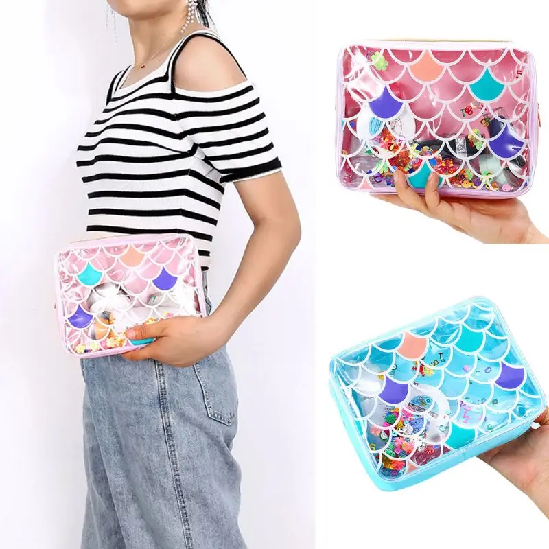 

High Quality Makeup Bag Women Glitter Sequins PVC Zip Pouch Transparent Travel Cosmetic Wash Bag Storage