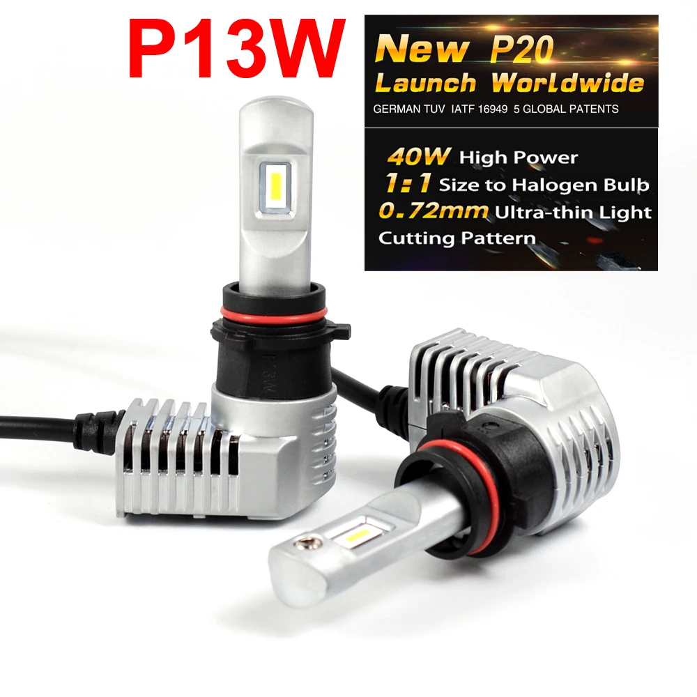 

1 Set Super Bright MINI SIZE P13W CSP CHIPS P20 Car LED Headlight All-in-one Turbo Fan 1:1 Front Bulb Lamp 45W 5200LM 6000K 12V
