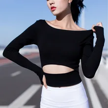 Йога кроп Топ Спортивная одежда с длинным рукавом Спортивные футболки женские футболки Йога Спорт Фитнес Одежда для женщин черный зеленый красный синий