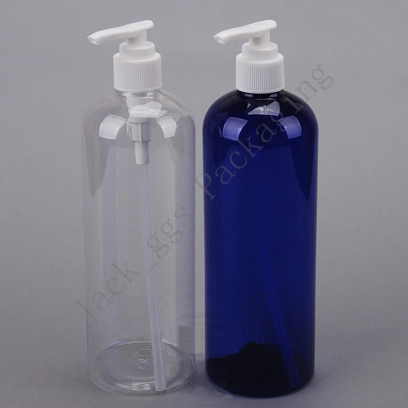 10pcs/lot 500ML Empty Clear/Blue Plastic Emulsion Cosmetic PET Packaging Pump Refillable Bottles Sample Containers | Красота и