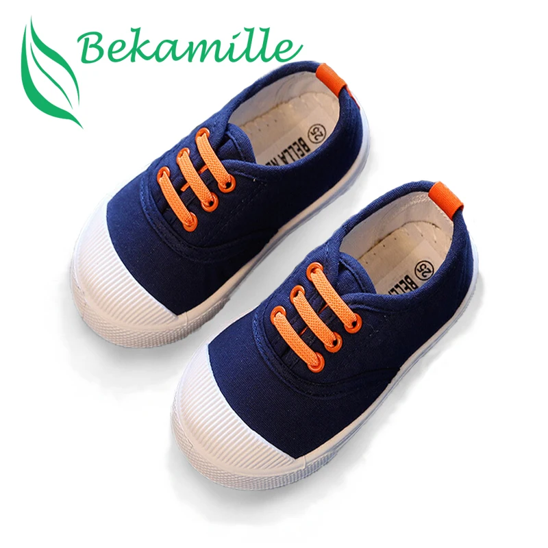 Bekamille Новые дети девочки мальчик модная парусиновая обувь дышащие кроссовки обувь для детей размер 21-30 плоские каблуки повседневная обувь
