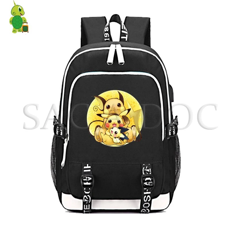 

Pokemon Pikachu Multifunction Backpack Squirtle Charmander School Bags for Teenagers Women Men USB Charging Laptop Travel Bags