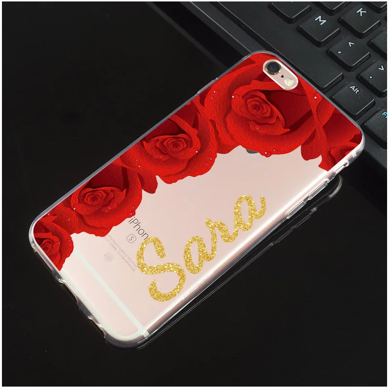 DIY اسم مخصص تصميم طباعة حالة غطاء ل فون XS XR ماكس 5 5 s SE 6 6 s 7 8 زائد X زهرة مخصصة لينة سيليكون TPU