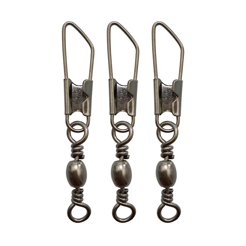 100pcs Barrel Fishing Swivel With Safety Snap Black Barrel Swivels Hard