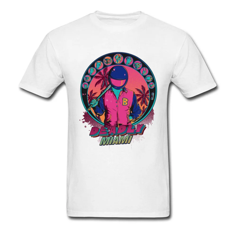 Deadly Miami Leisure T-shirts for Men 100% Cotton Fabric VALENTINE DAY Tops Tees Tee Shirts Short Sleeve Latest Crew Neck Deadly Miami white
