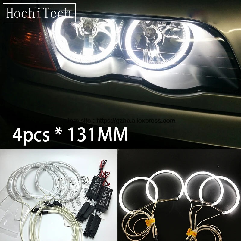 Hochitech Per Bmw E36 E38 E39 E46 Luce Diurna Ultra Luminosa Drl Ccfl Angel Eyes Demon Eyes Kit Anello Bianco Caldo Halo 131Mm * 4 Pezzi