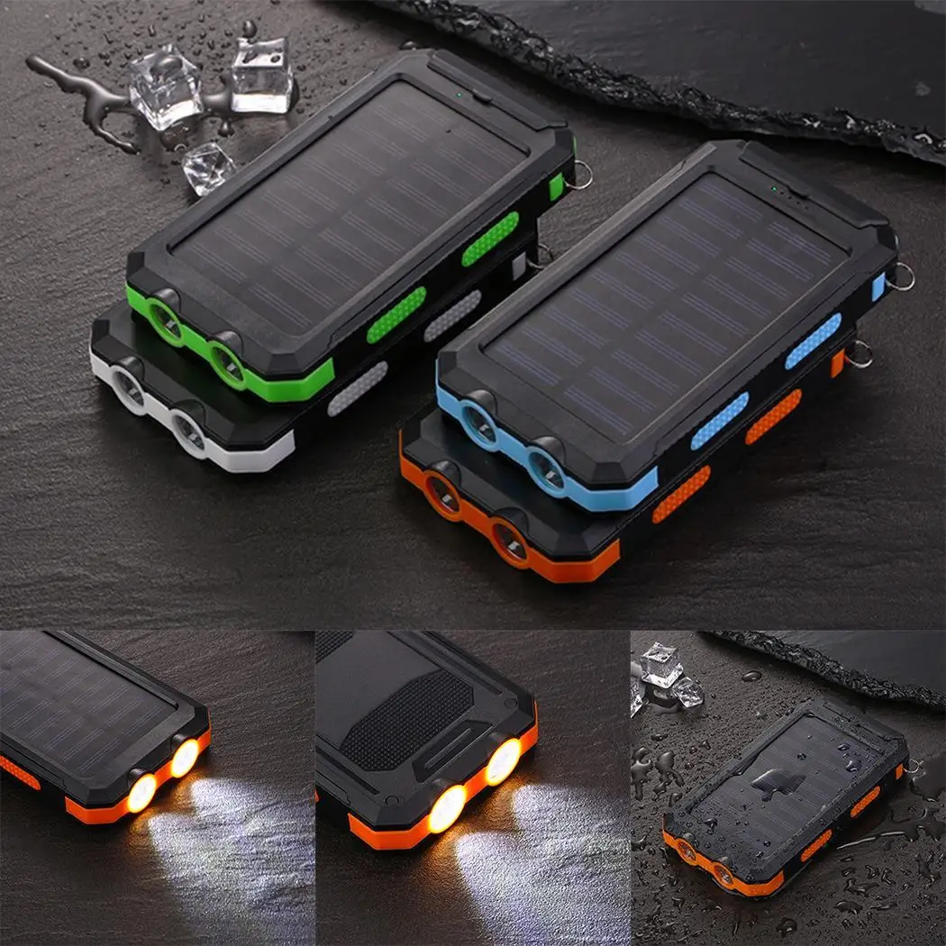 

Portable Solar Power Bank Dual USB Powerbank 10000mAh Big Capacity Outdoor Solar-powered Mobile Charger With LED Emergency Light