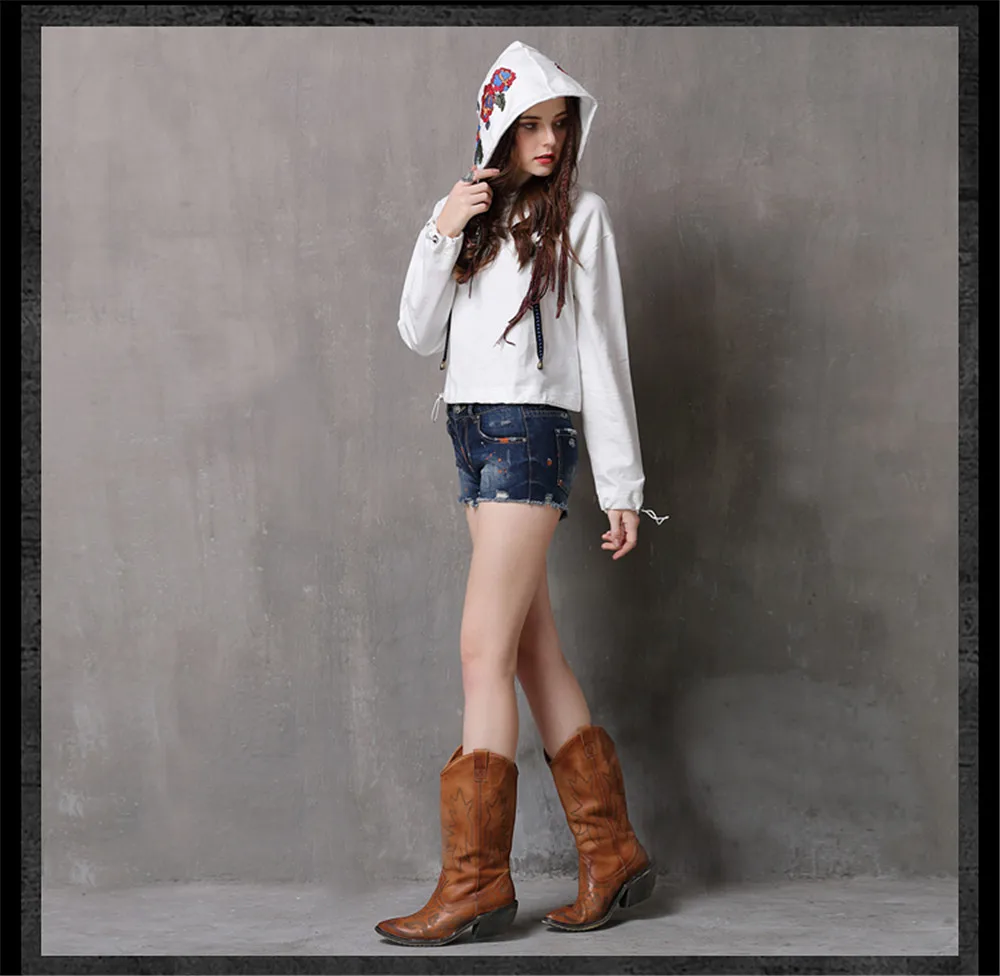 Vintage Women Short Sexy Hoodies 2018 Fashion Spring Cotton Floral Embroidery Sweatshirt Long Sleeve Skin Loose Hoodie Shirts  (8)