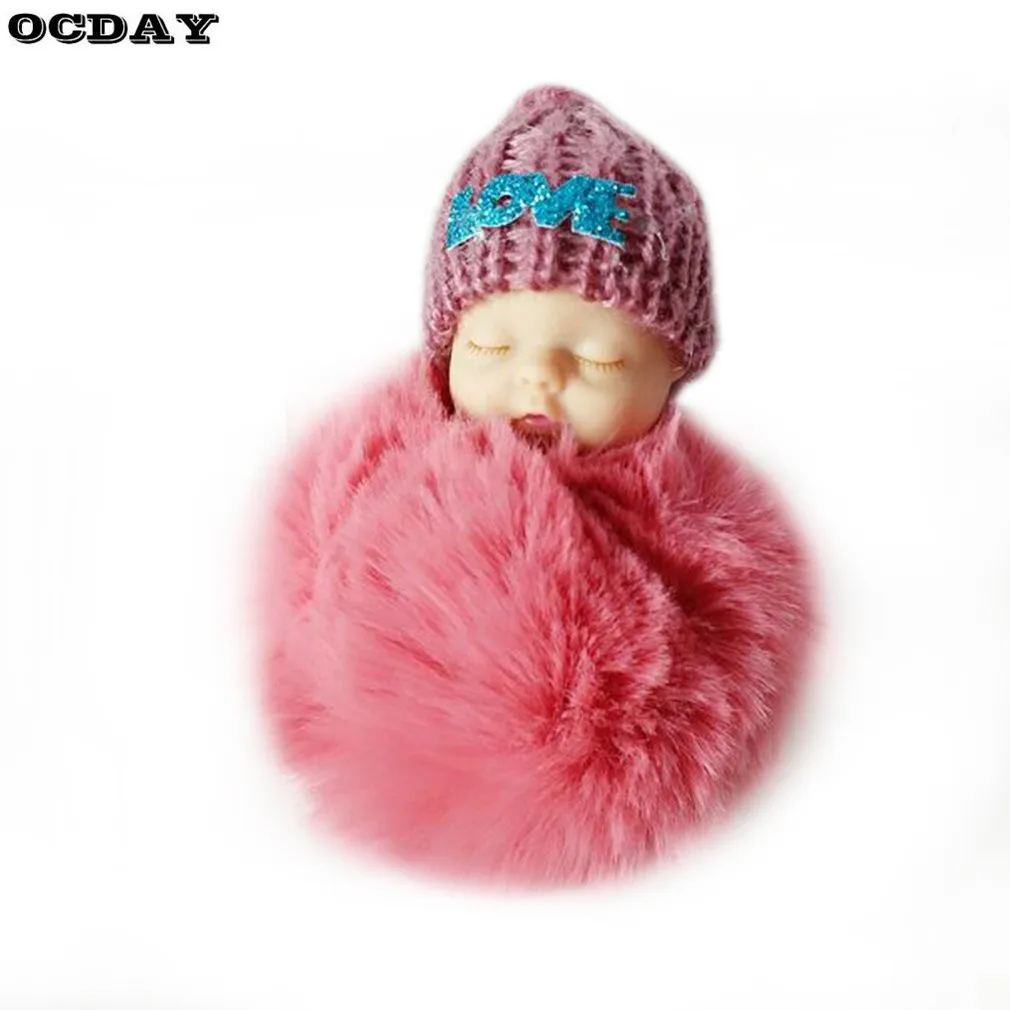 OCDAY Sleeping Baby Doll плюшевый брелок креативный милый маленький мягкий меховой кукольный кулон автомобильный мешок Шарм пушистый шар брелок игрушка для детей