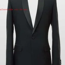 Приталенные черные Женихи на одной пуговице мужские костюмы на заказ мужские костюмы Свадебные смокинги для жениха официальная одежда(пиджак+ брюки+ галстук