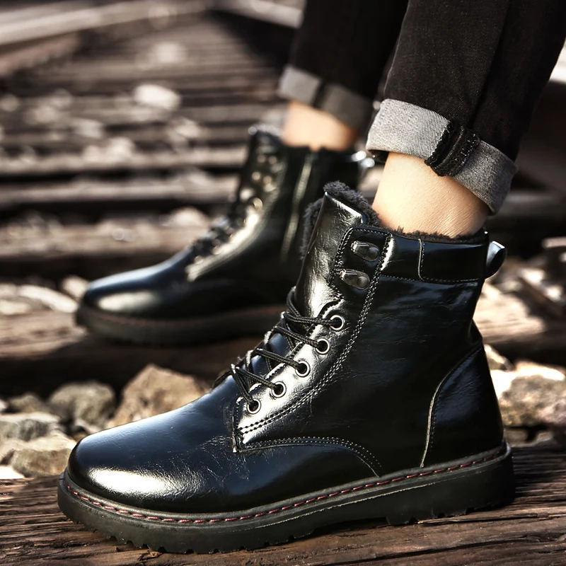 1 Homens No Neve Quente Inverno Botas black Calçados Borracha Black Sapatos 44 Pele Tornozelo 39 Dos De 2 Moda 2018 Trabalho Com 66HwCq