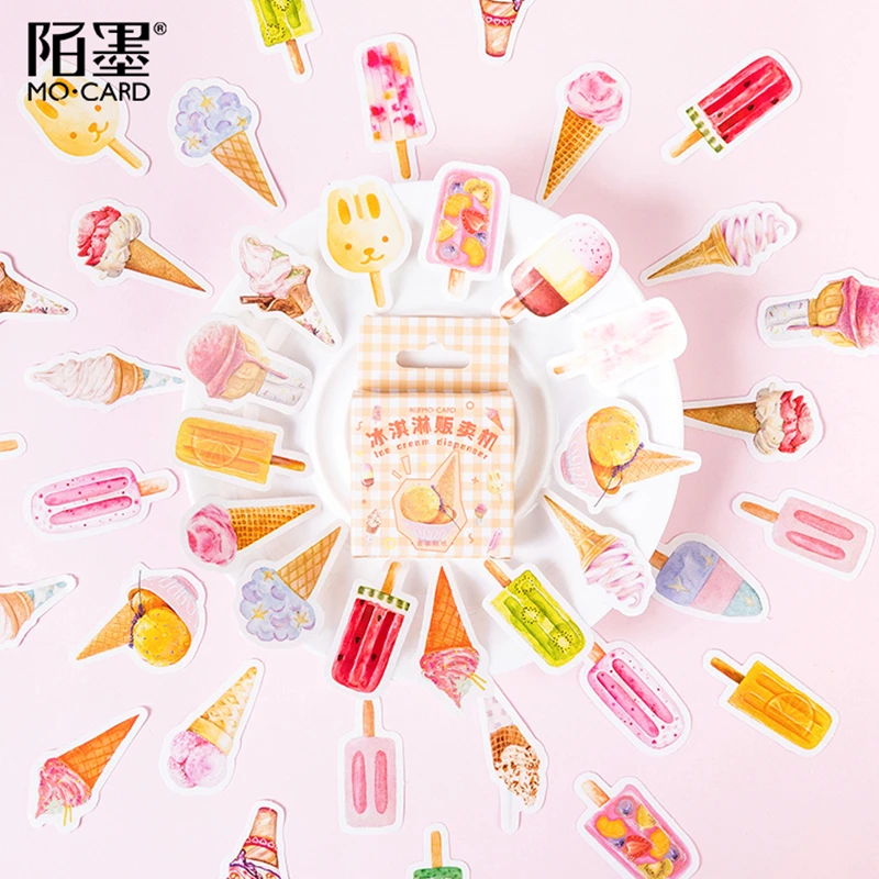 

Mo. Card Ice cream vending machine mini paper diary sticker Scrapbooking Decoration label 45 psc/pack Wholesale