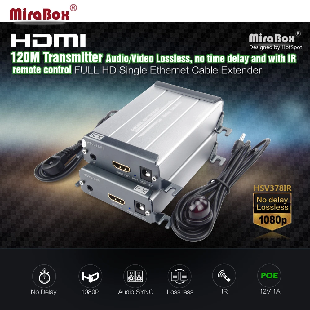 Mirabox HDMI Extender ИК 120 м по CAT5/cat5e/cat6 utp rj45 Поддержка 1080 P с без потерь не задержки hdmi