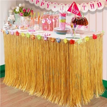 Новые декорации в стиле Гавайской вечеринки Luau тропические Искусственные цветы трава стол юбка на день рождения принадлежности для украшения стола
