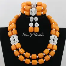Искусственные коралловые Бусины Ювелирные наборы нигерийские бусы ожерелье наборы африканская Индийская Свадьба Ювелирные наборы CJ505