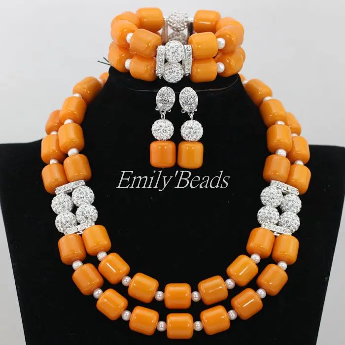 Artificial Coral Beads Jewelry Sets Nigerian Beads Necklaces Sets