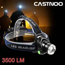 Светодиодный налобный фонарь CASTNOO T6 с 3 режимами, наружный перезаряжаемый налобный фонарь 500 лм, масштабируемый, для охоты, кемпинга, 18650, аккумулятор A391
