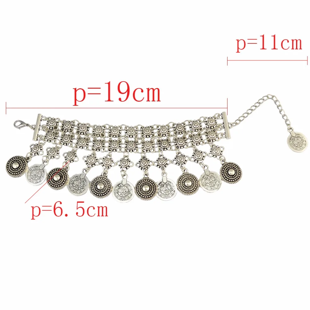Gypsy Turkish Afghan Metal Coin Long Chain Finger Pull Bracelet For Women Tribe Ethnic Tassel Amulet Bangle Anklet Beach Jewelry